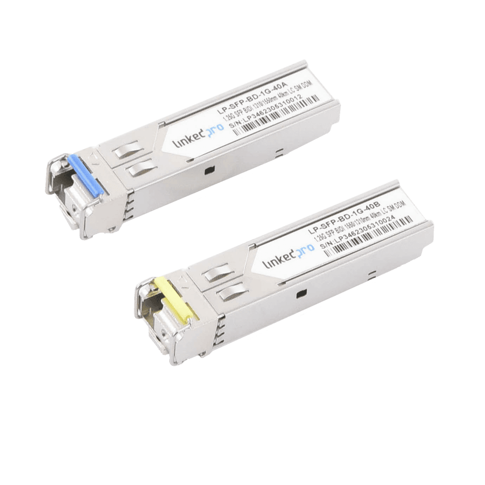 LPSFPBD1G40-l Transceptores Ópticos Bidireccionales SFP (Mini-Gbic) / Monomodo 1310 & 1550 nm / 1.25 Gbps / 1000BASE-BX / Conector LC/UPC Simplex / DDM / Hasta 40 km / 2 Piezas LP-SFP-BD-1G-40 1