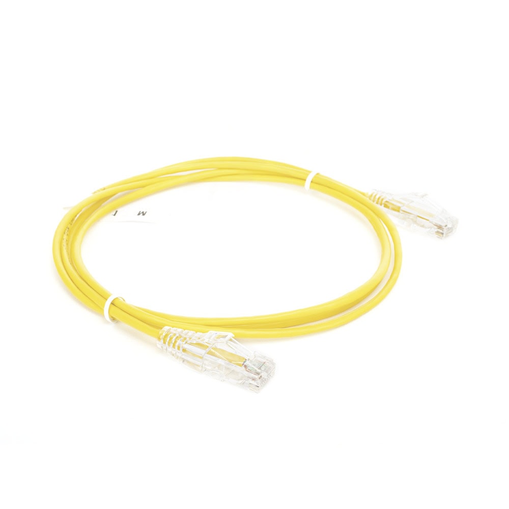LPUT6100YE28-LAT-IZQ-l Cable de Parcheo Slim UTP Cat6 - 1 Metro (3.28 Pies), Amarillo, Diámetro Reducido (28 AWG) LP-UT6-100-YE-28 3
