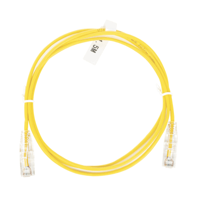 Cable de Parcheo Slim UTP Cat6 - 1.5 Metros (4.92 Pies) Amarillo Diámetro Reducido (28 AWG)