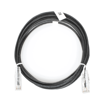 Cable de Parcheo Slim UTP Cat6 - 3 Metros (9.84 Pies) Negro Diámetro Reducido (28 AWG)