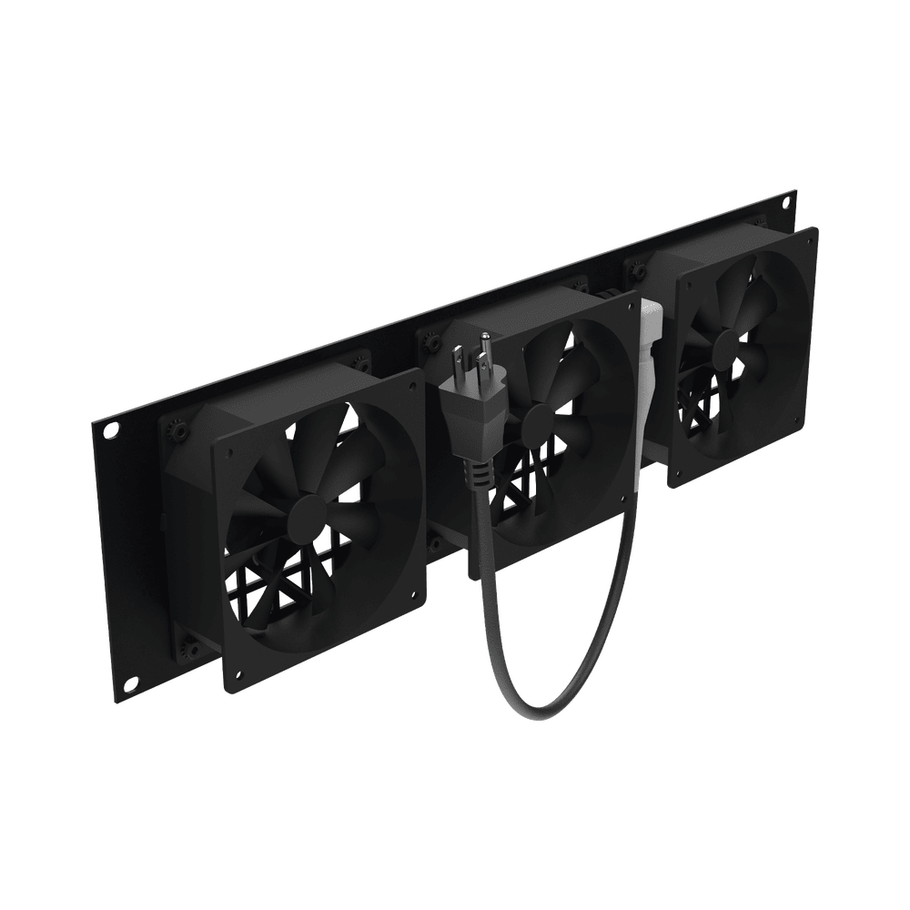 LPVENT03X3U-l Kit de 3 Ventilador 110 Vca (12 x 12 cm) con Clavija 5-15P. Para instalación en Postes Rack LP-VENT-03X3U 1