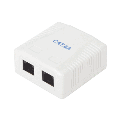 Caja de Pared con 2 Puertos, Incluye 2 Jacks UTP Cat6A