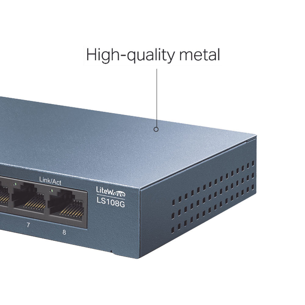 LS108G-AD-1-l-1 Switch de escritorio Gigabit de 8 puertos 10/100/1000Mbps, carcasa metálica LS108G 2