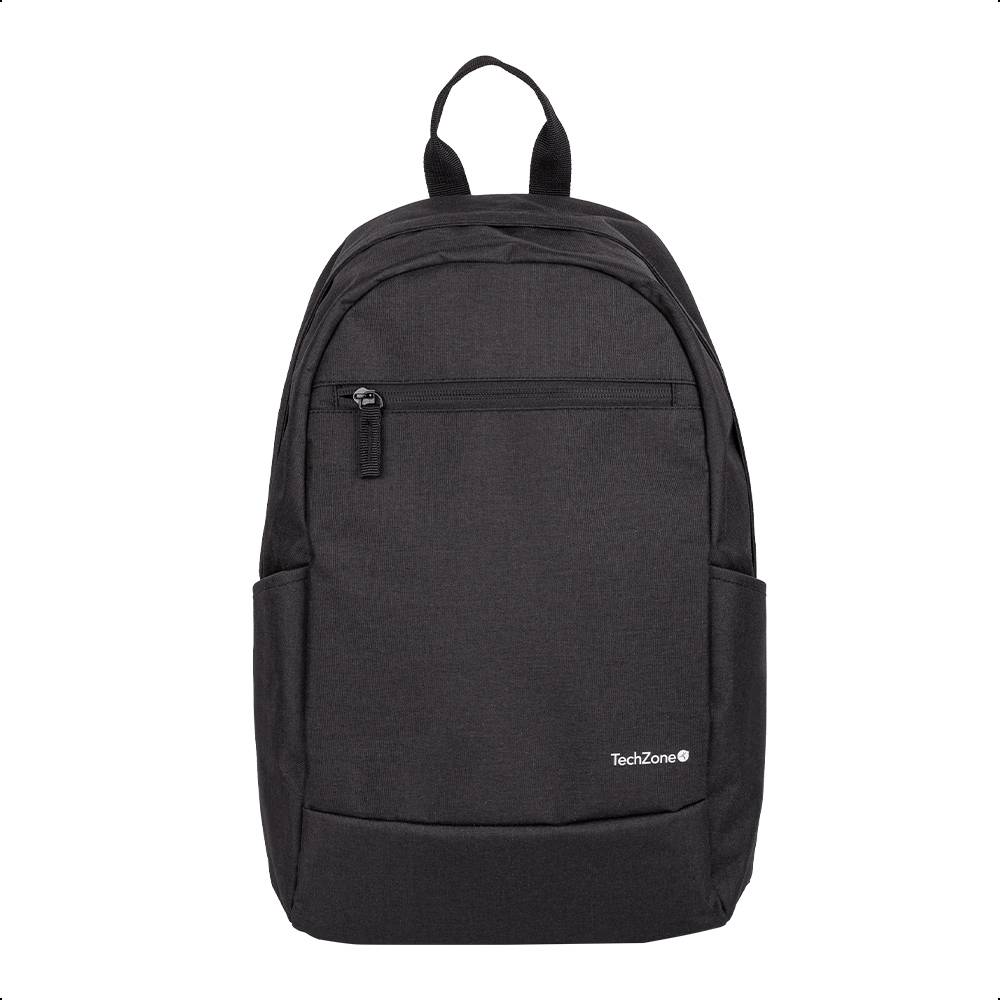 MALTCH310_full Backpack Basic Black TechZone TZLBP15 15.6 pulgadas, color negro, 2 bolsos laterales y 1 frontal, tirante acojinado. GARANTIA LIMITADA DE POR VIDA 11