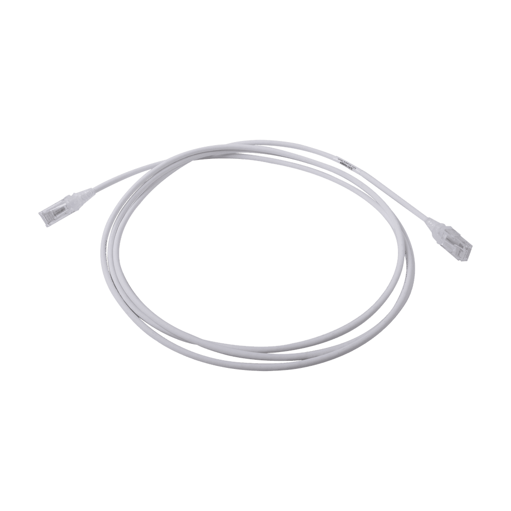 MC6070228-l Patch Cord MC6 Modular Cat6 UTP, CM/LS0H, 2.13 Metros (7 Pies), Color Blanco, Diámetro Reducido (28AWG) MC6-07-0228 1