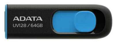 Memoria USB ADATA UV128, Negro, 64 GB,  USB 3.2 (retrocompatible con 3.0 y 2.0), 100 MB/s, 40 MB/s
