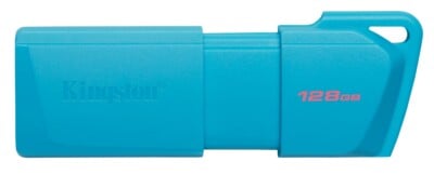 MEMORIA USB KINGSTON DATATRAVELER EXODIA M 128GB 3.2 GEN 1 RETRÁCTIL AQUA-AZUL NEON