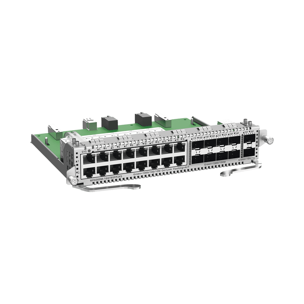 MF6000M16GT8SFP2XS-AD-1-l e-Lighten Tarjeta Modular para OLT modelo RG-NBF6002M, 16 puertos Ethernet de 1G, 8 puertos SFP de 1G y 2 puertos SFP+ de 10G MF6000M-16GT8SFP2XS 2
