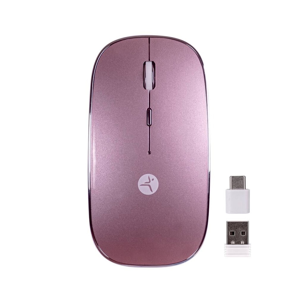 Mouse SLIVE recargable rosa con nano receptor tipoC y USB A, mousepad incluido, TECHZONE, TZACMOI27, DPI:1000,1200,1600 4