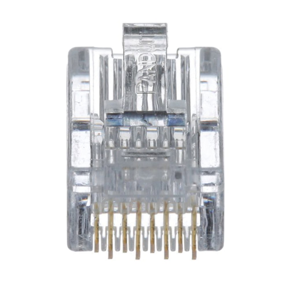 MP588C-FRENTE-l Plug RJ45 Cat5e, Para Cable UTP de Calibres 24-26 AWG, Chapado en Oro de 50 Micras, Paquete de 100 Piezas MP588-C 2
