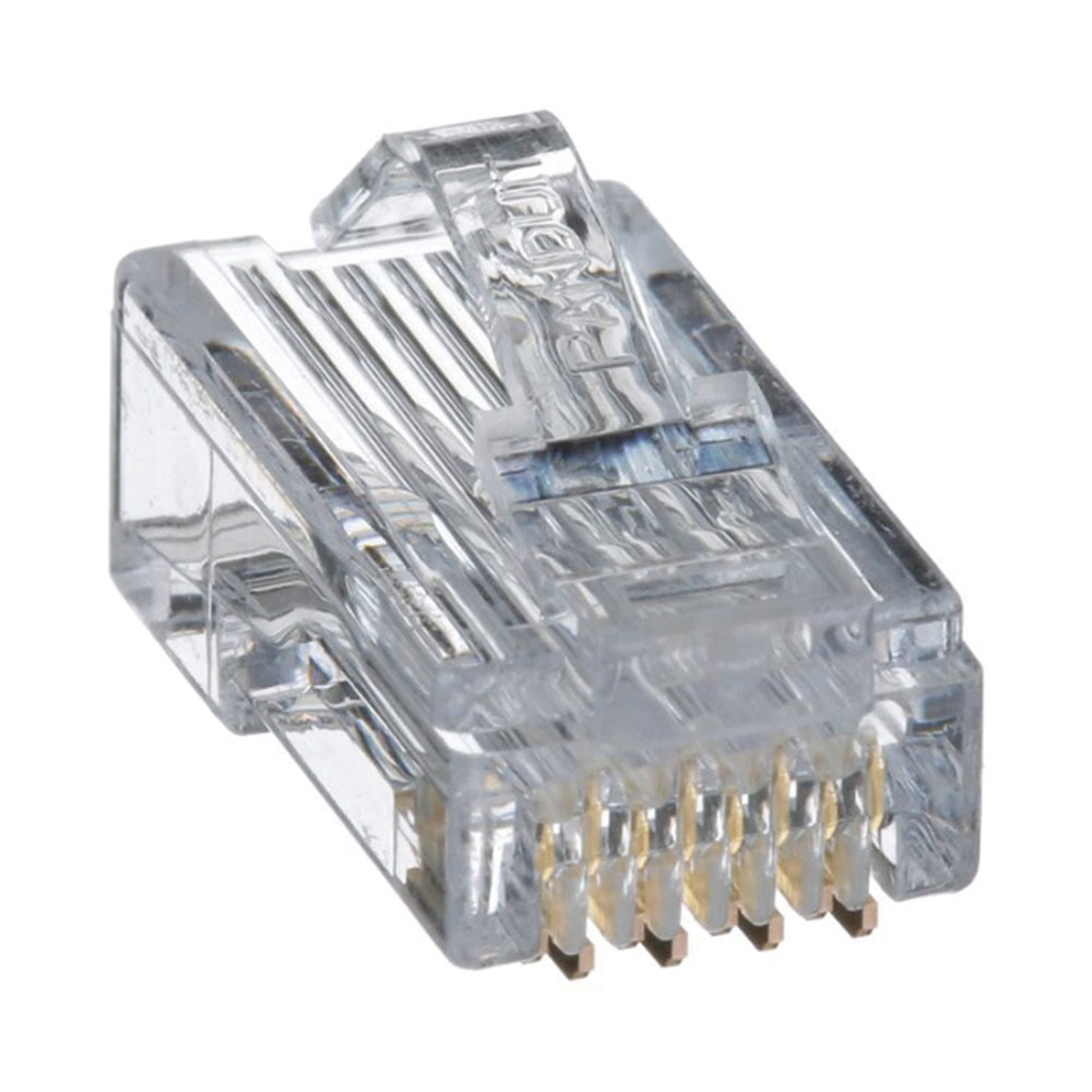 MP588C-LAT-IZQ-l Plug RJ45 Cat5e, Para Cable UTP de Calibres 24-26 AWG, Chapado en Oro de 50 Micras, Paquete de 100 Piezas MP588-C 3