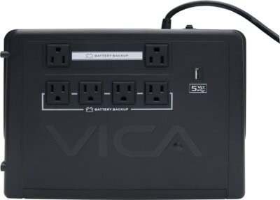 No Break interactivo REV 900, 900VA/500W, 6 NEMA 5-15R proetgidos, entrada 127VCA 60Hz, salida 110/120VCA, pantalla LCD, 1 puerto USB para recarga