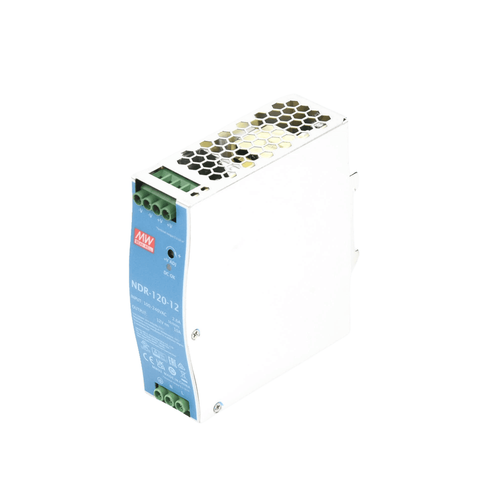 NDR12012-AD-2-l Fuente de poder industrial de 120 W, salida 12 Vcc, entrada 90~264 VCA, para montaje en riel DIN, NDR-120-12 3