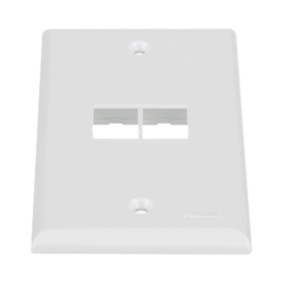 Placa de Pared Vertical, Salida Para 2 Puertos Keystone, Color Blanco