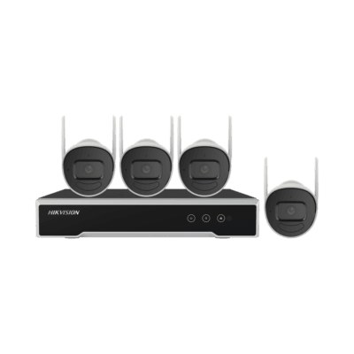 Kit IP Inalámbrico 1080p / NVR 4 Canales / 4 Cámaras Bala para Exterior / 1 HDD de 1 TB / Modo Repetidor