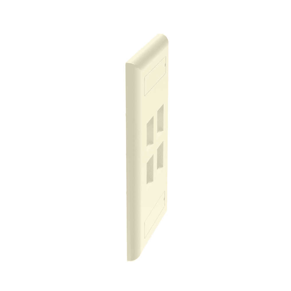 NK4FEIY-AD-1-l Placa de Pared Vertical, Salida Para 4 Puertos Keystone, Con Espacios Para Etiquetas, Color Marfil NK4FEIY 4