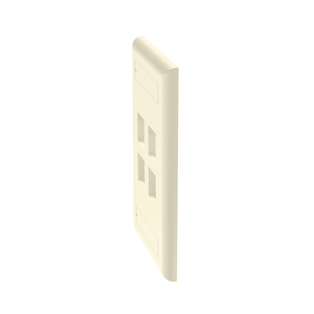 NK4FEIY-LAT-IZQ-l Placa de Pared Vertical, Salida Para 4 Puertos Keystone, Con Espacios Para Etiquetas, Color Marfil NK4FEIY 3