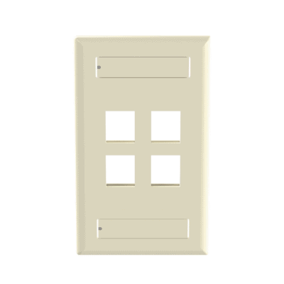 Placa de Pared Vertical, Salida Para 4 Puertos Keystone, Con Espacios Para Etiquetas, Color Marfil