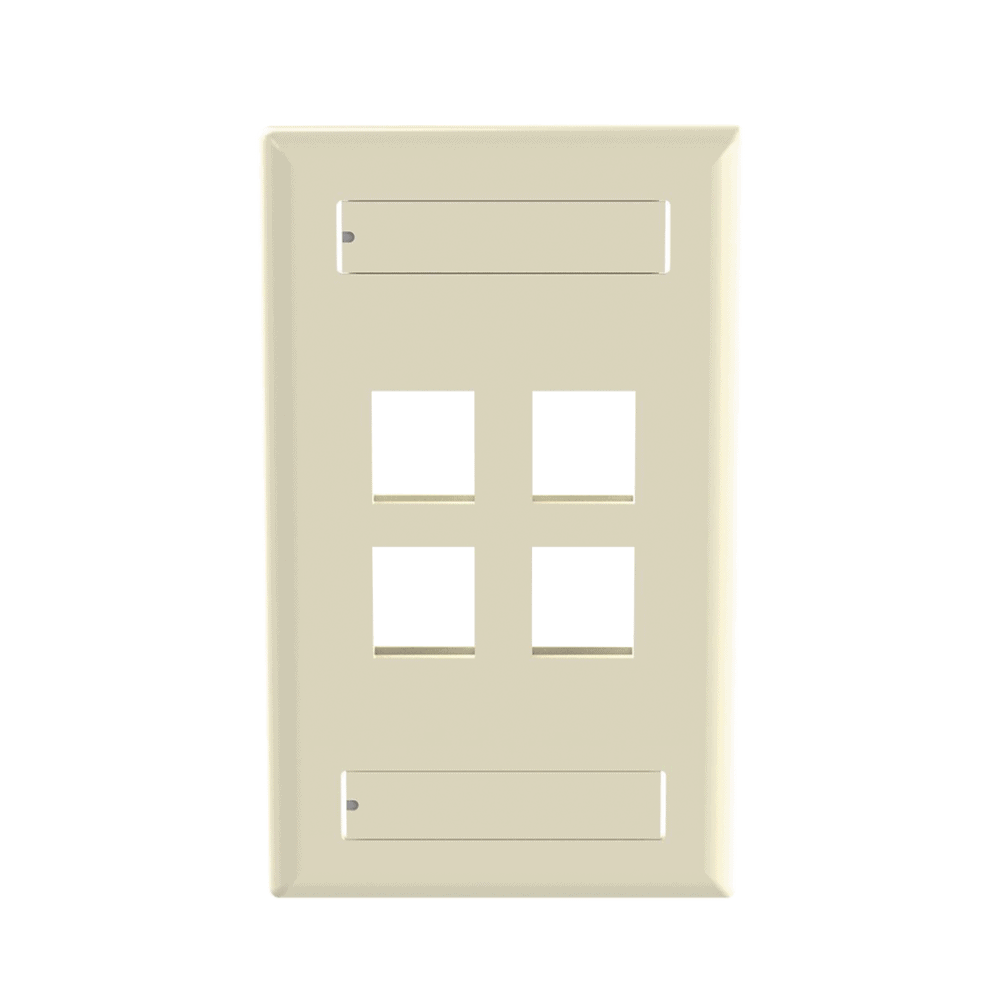 NK4FEIY-l Placa de Pared Vertical, Salida Para 4 Puertos Keystone, Con Espacios Para Etiquetas, Color Marfil NK4FEIY 1