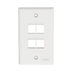 Placa de Pared Vertical, Salida Para 4 Puertos Keystone, Color Blanco NK4FNWH-l
