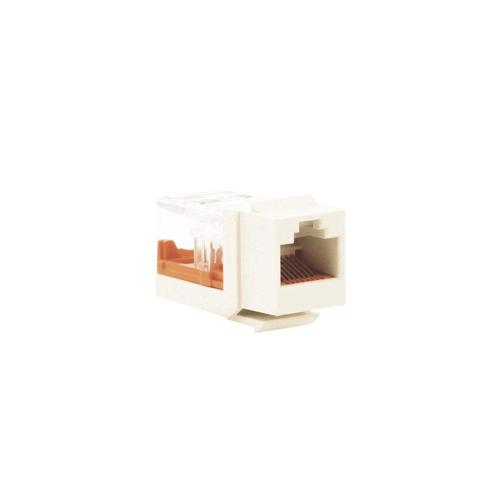 NK5E88MIWY-FRENTE-l Conector Jack Estilo Leadframe, Tipo Keystone, Categoría 5e, de 8 Posiciones y 8 Cables, Color Blanco Mate NK5E88MIWY 2