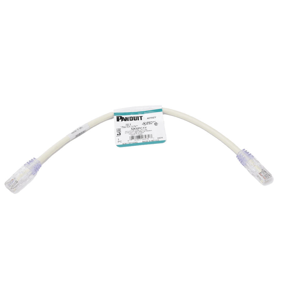 NK6PC1Y-l Cable de Parcheo UTP Categoría 6, con Plug Modular en Cada Extremo - 0.3 Metros (1 Pie) - Blanco NK6PC1Y 1