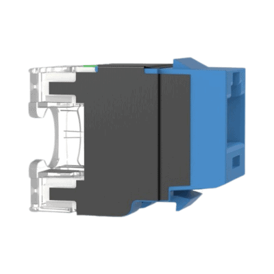 Conector Jack Estilo 110 (de Impacto), Tipo Keystone, Categoría 6A, de 8 Posiciones y 8 Cables, Color Azul