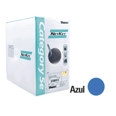 Bobina de Cable UTP 305 Metros (1000 Pies) de Cobre, NetKey, Azul, Categoría 5e (24 AWG), PVC (CM), de 4 Pares