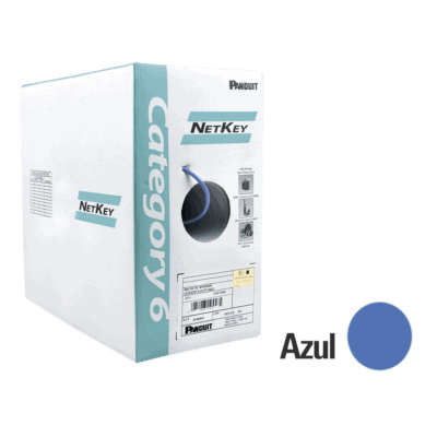 Bobina de Cable UTP 305 Metros (1000 Pies) de Cobre, NetKey, Azul, Categoría 6 (24 AWG), 1000Mbps, Riser (CMR), de 4 Pares