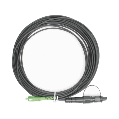 Jumper de Fibra Óptica, conector SC/APC - conexión a caja FDP460, redondo, 10 metros, forro 3 mm, G657A2, negro