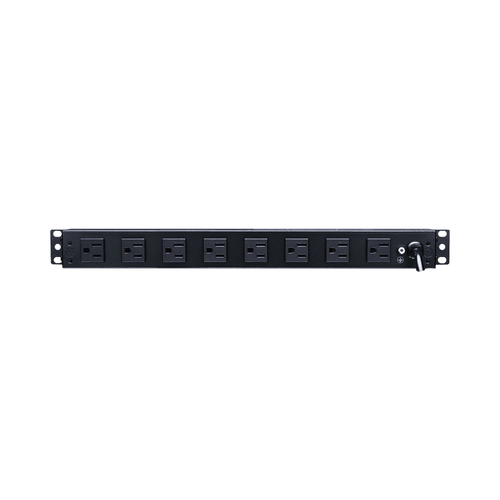 PDU15B2F8R-l PDU Básico Para Distribución de Energía, Con 8 Tomas NEMA 5-15R Traseras y 2 Tomas 5-15R Frontales, 1UR, 15 Amp, 120 Vca PDU15B2F8R 1