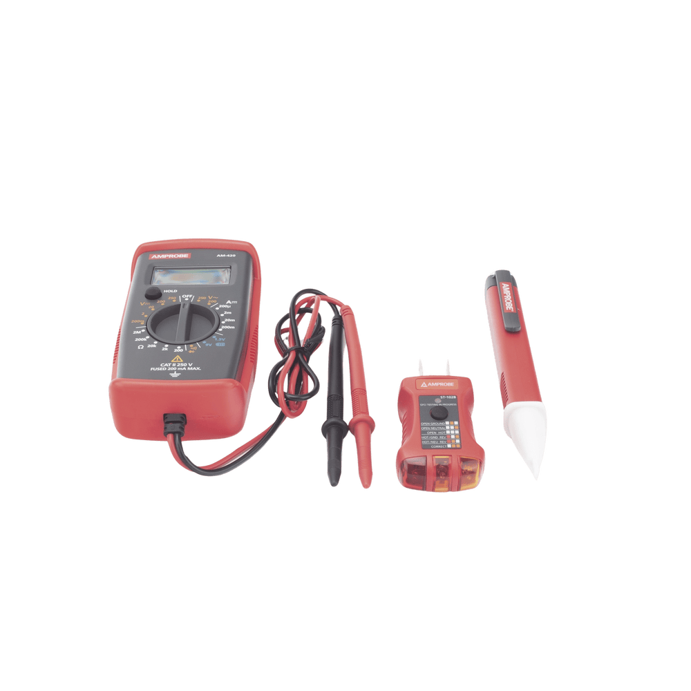 PK110-AD-1-l KIT Básico 3 en 1 con Multímetro Digital + Detector de Tensión sin Contacto + Comprobador de Fase GFCI PK-110 5