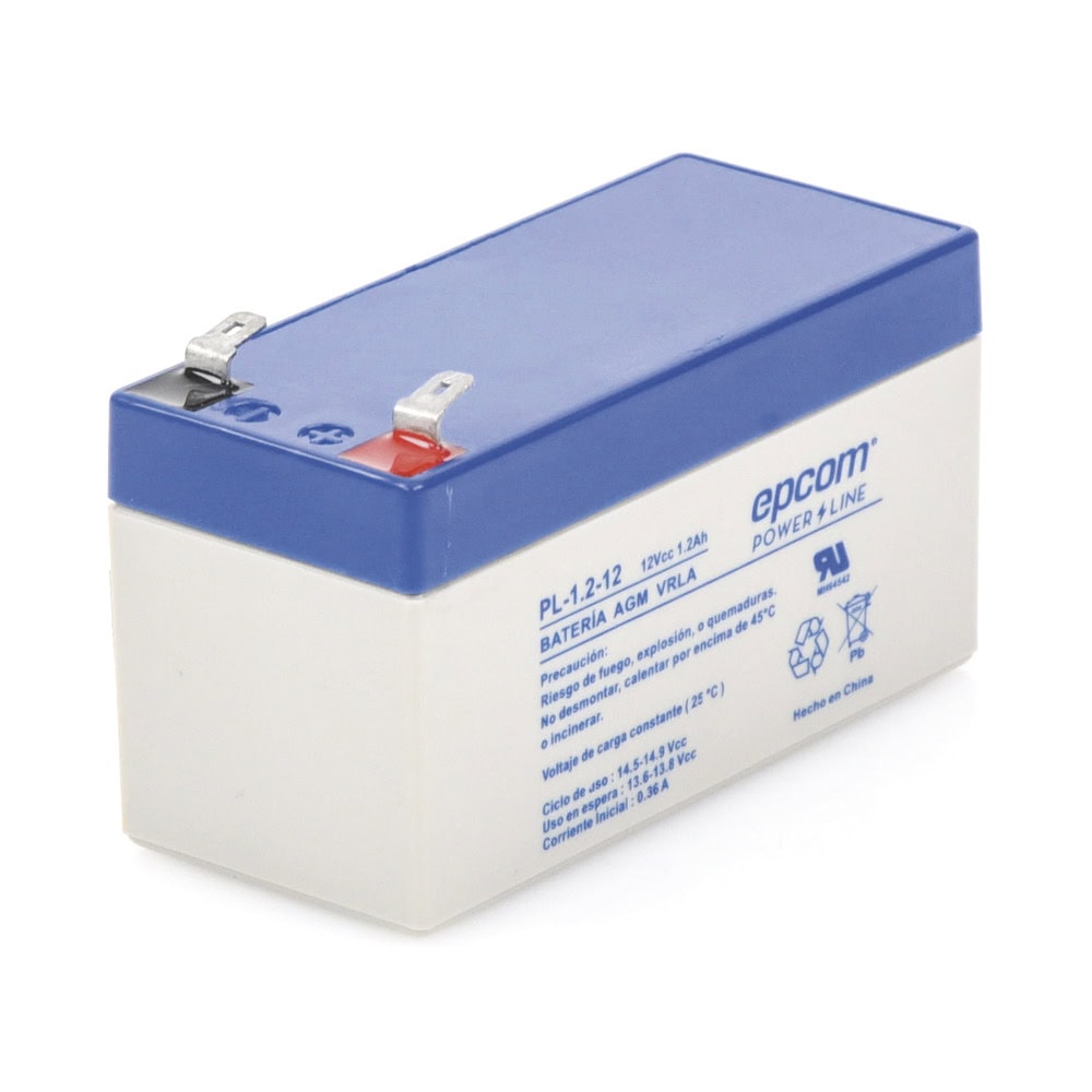 PL1.212-LAT-IZQ-l Batería 12 Vcc / 1.2 Ah / UL / Tecnología AGM-VRLA / Para uso en equipo electrónico Alarmas de intrusión / Incendio/ Control de acceso / Video Vigilancia / Terminales F1 / Cargador recomendado CHR-80. PL-1.2-12 3