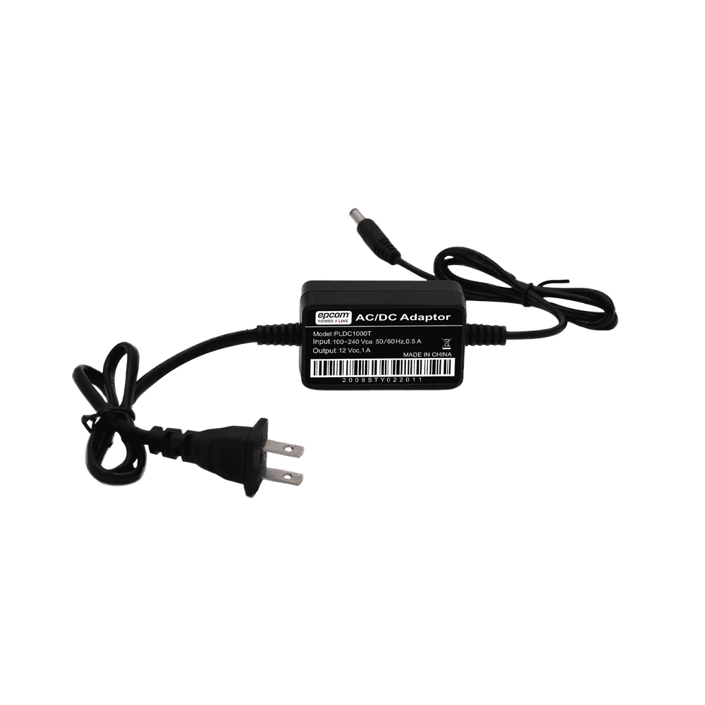 PLDC1000T-l Adaptador de Pared de 12Vcc @ 1 A con cable y clavija Nema 1-15 / 0.5 metros a la toma de alimentación / 0.5 metros a la conexión del dispositivo PL-DC-1000T 1