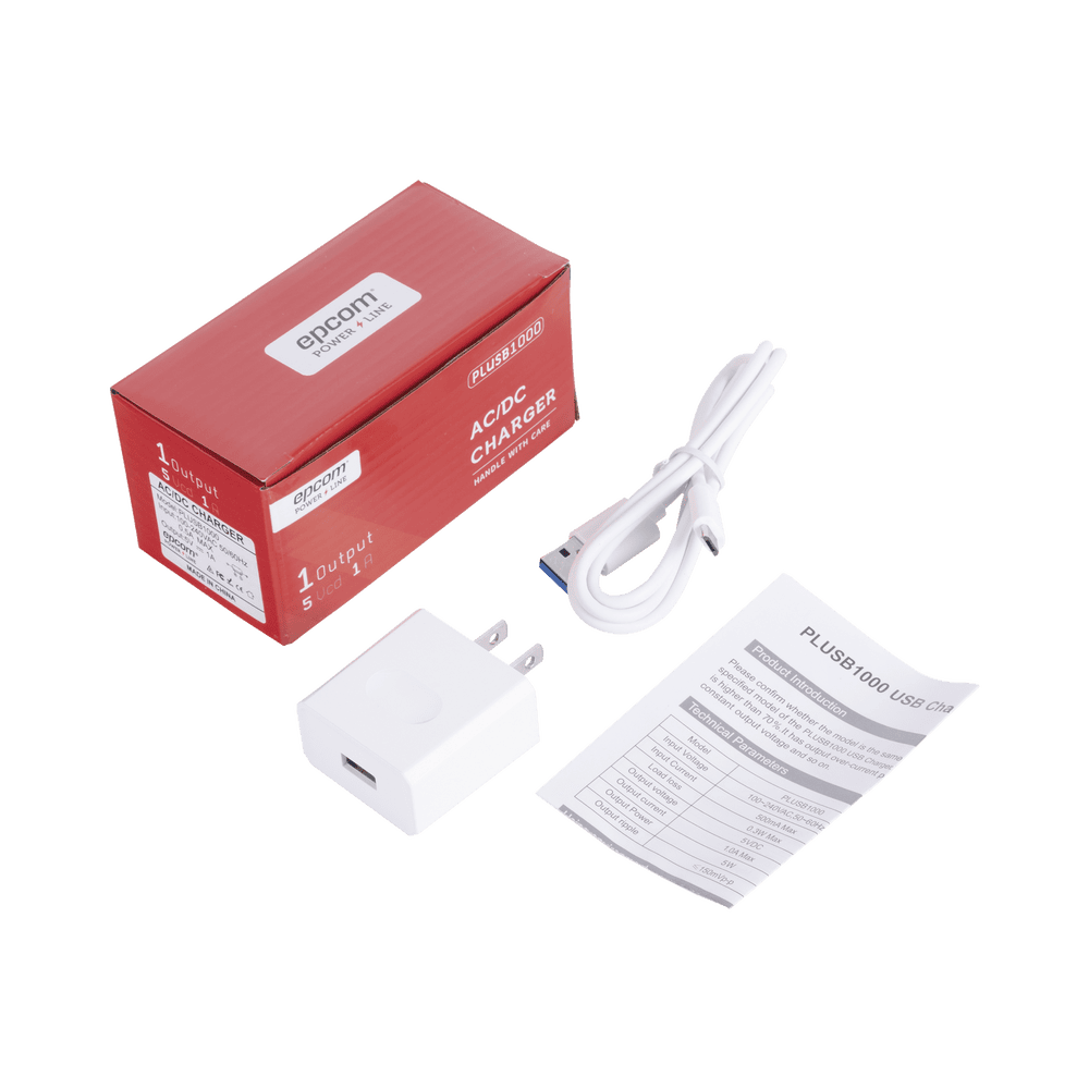 PLUSB1000V-AD-3-l Cargador Micro-USB Profesional de 1 Puerto / 5 VCC / 1 Amper Para Smartphones y Tablets / Voltaje de Entrada de 100-240 VCA PLUSB1000V 4