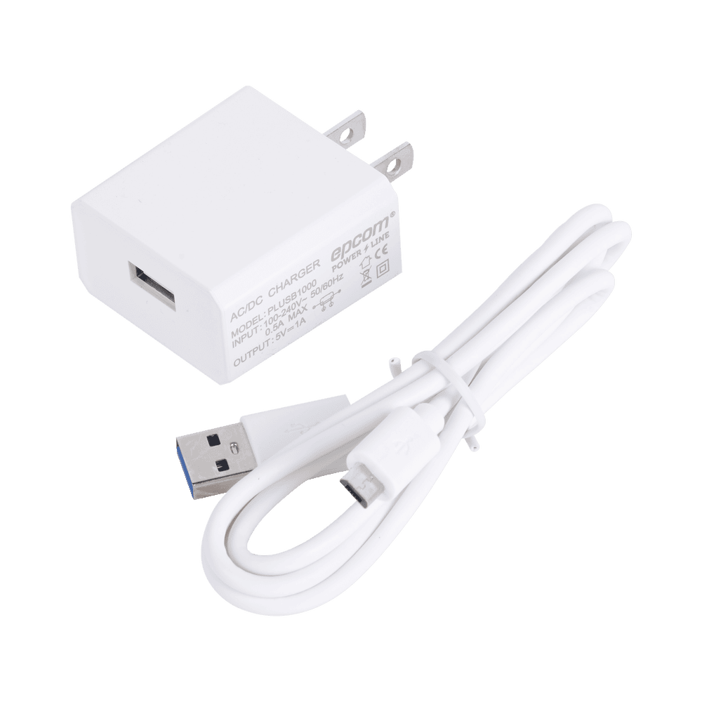 PLUSB1000V-l Cargador Micro-USB Profesional de 1 Puerto / 5 VCC / 1 Amper Para Smartphones y Tablets / Voltaje de Entrada de 100-240 VCA PLUSB1000V 1
