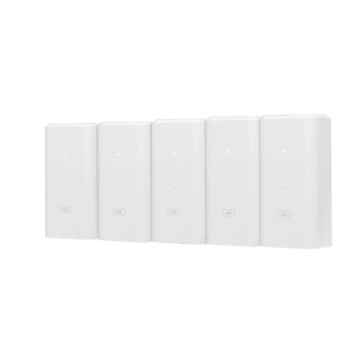 5 Unidades del Adaptador PoE Ubiquiti de 24 VDC, 0.5 A con puerto Gigabit, color blanco