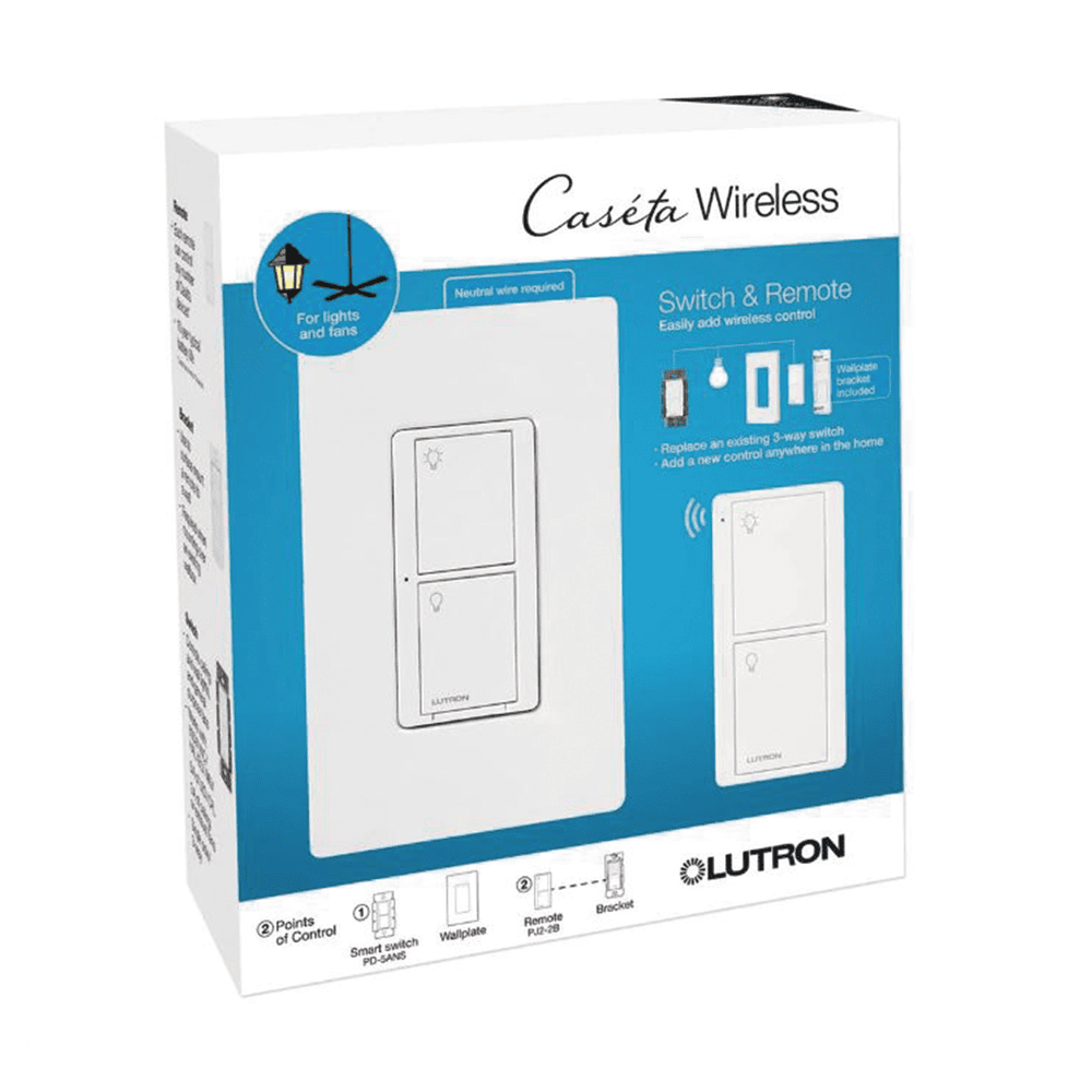PPKG1WSWH-l (Caseta Wireless) Kit, Apagador, base para empotrar en pared el control remoto PICO, tapa, ideal para el control de iluminación,. PPKG1WSWH 1