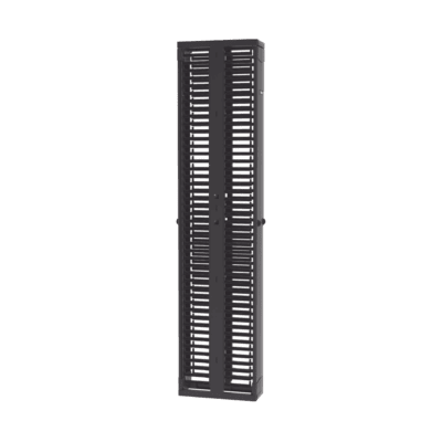 Organizador Vertical PatchRunner™, Doble (Frontal y Posterior), Para Rack Abierto de 45 Unidades, 8in de Ancho, Color Negro