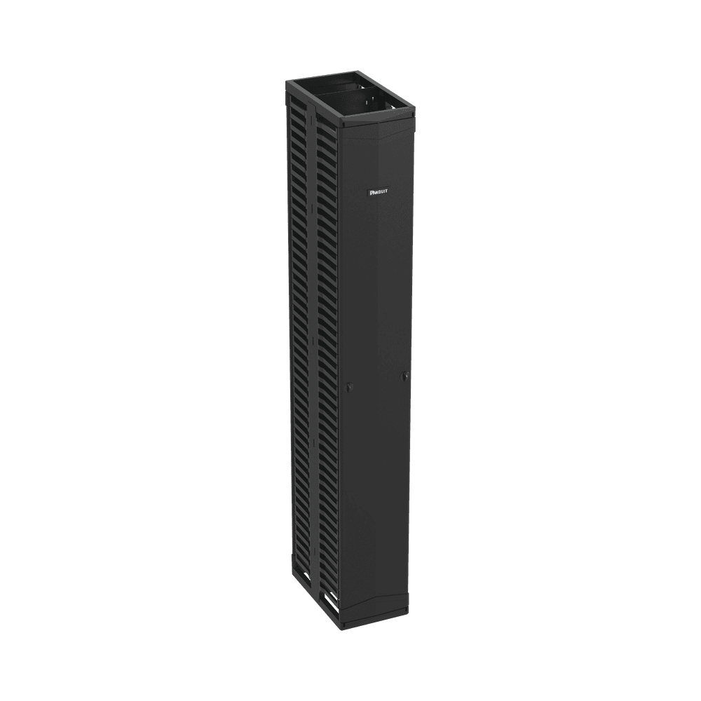 PR2VD12-l Organizador Vertical PatchRunner™, Doble (Frontal y Posterior), Para Rack Abierto de 45 Unidades, 12in de Ancho, Color Negro PR2VD12 1