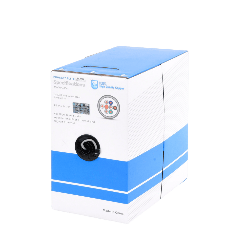 PROCAT5ELITE-l Bobina de Cable de 305 Metros (1000 Pies), Cat5e, 24 AWG, Color Gris, UL, para Aplicaciones en Videovigilancia, Redes de Datos. Uso Interior PRO-CAT-5E-LITE 1