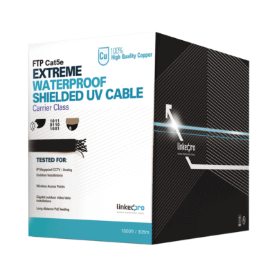 Bobina de Cable de 305 Metros (1000 Pies), Cat5e, Color Negro, Sin Blindar, para Aplicaciones de Video Vigilancia, Redes de Datos. Uso en Intemperie
