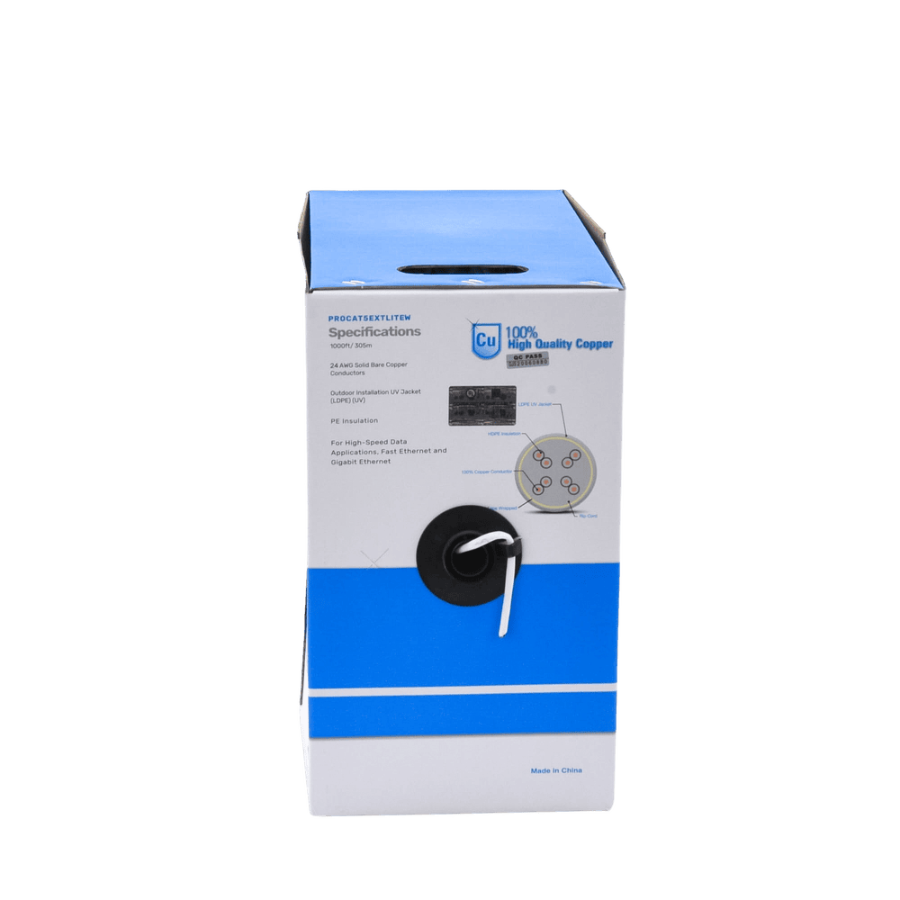 PROCAT5EXTLITEW-AD-3-l Bobina de Cable UTP Cat5e para Exterior en Color Blanco / 305 Metros (1000 Pies) / Certificada UL / Sin Blindaje PRO-CAT5-EXT-LITEW 3