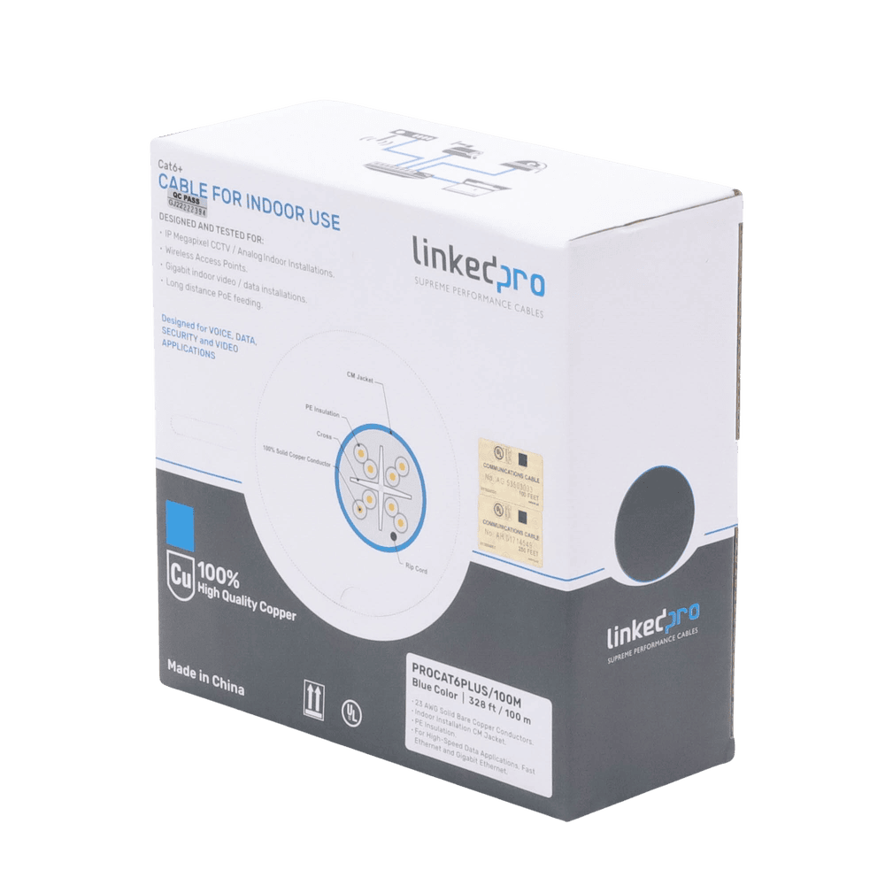 PROCAT6PLUS_100M-AD-4-l Cable Cat6+ Calibre 23 Alto Rendimiento, ETL, UL, Color Azul, de 100 Metros (328.08 Pies), Super Flexible, para Aplicaciones de CCTV, Video HD, y Redes de Datos. PRO-CAT-6-PLUS/100M 7