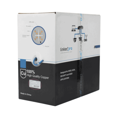 Bobina de Cable de 305 Metros (1000 Pies) Cat6+, CMR, Calibre 23 Alto Rendimiento, ETL, UL, Color Azul, Super Flexible, para Aplicaciones de Video Vigilancia, Video HD, y Redes de Datos. Uso Interior.