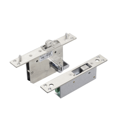 Cerradura eléctrica para puertas corredizas tipo gancho / apertura con llave ambos lados / Abierto en caso de falla/ IP65