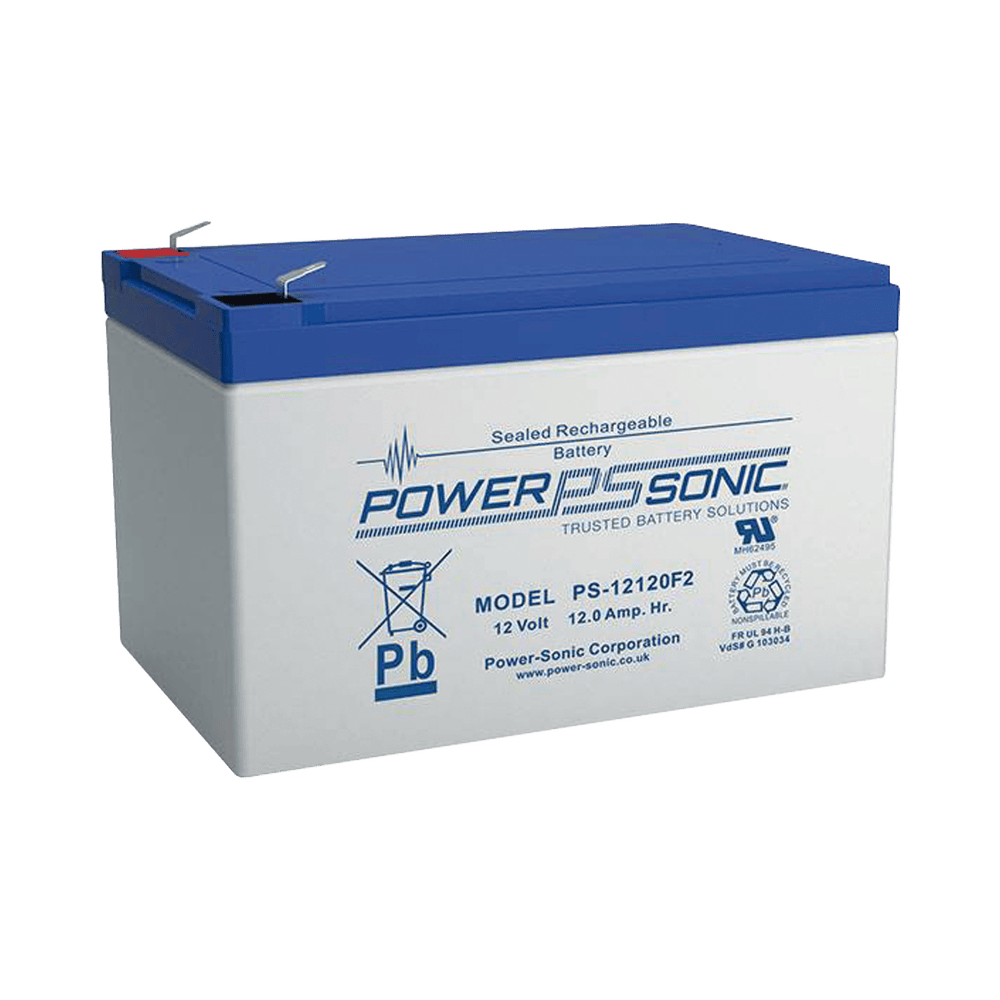 PS12120F2-l Batería 12V Recargable, 12AH, Para Respaldo, Tecnologías AGM/VRLA, 5 Años Vida Útil, Terminales tipo F2, Reconocida UL , Sin Mantenimiento, Sin Derrames PS-12120-F2 1