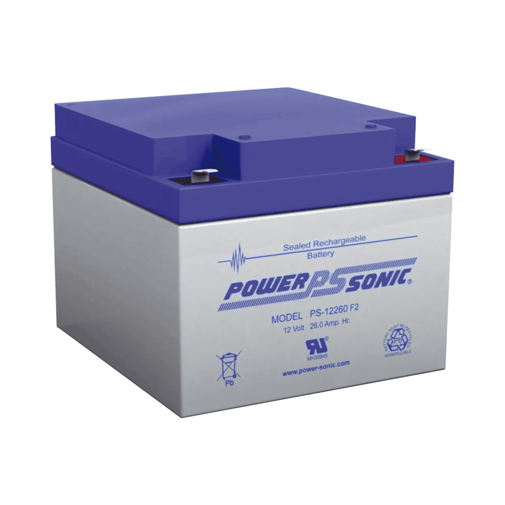 PS12260F2-l Batería 12V, 26AH, Para Respaldo, Tecnologías AGM/VRLA, 5 Años Vida Útil, Terminales F2, Reconocida UL PS-12260-F2 1