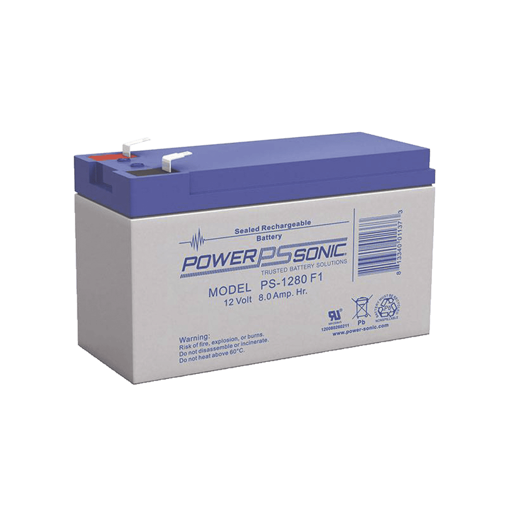 PS1280F1-l Batería 12V, 8AH, Para Respaldo, Tecnologías AGM/VRLA, 5 Años Vida Útil, Terminales F1, Reconocida UL PS-1280-F1 1