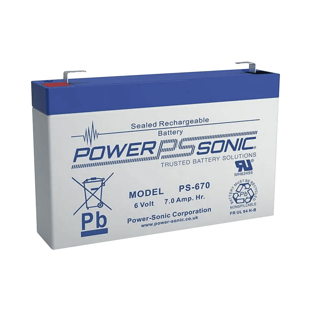 PS670F1-l Batería 6V, 7AH, Para Respaldo, Tecnologías AGM/VRLA, 5 Años Vida Útil, Terminales F1, Reconocida UL PS-670-F1 1